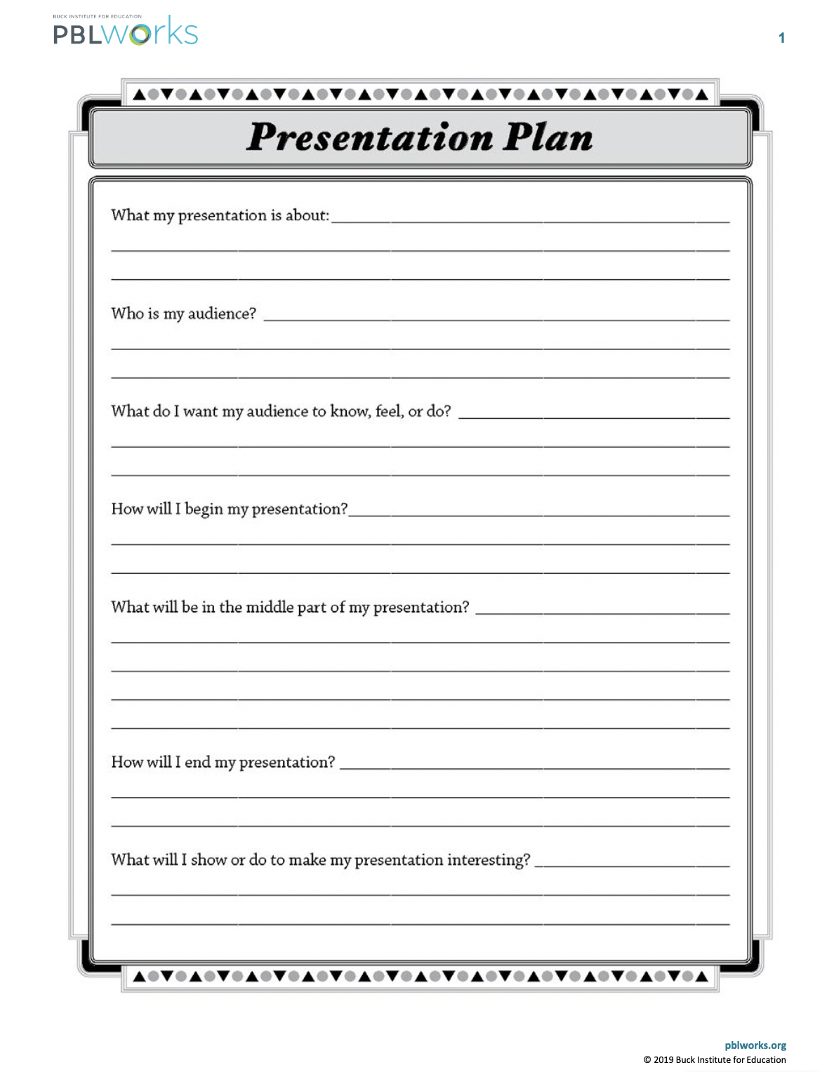 presentation tips worksheet